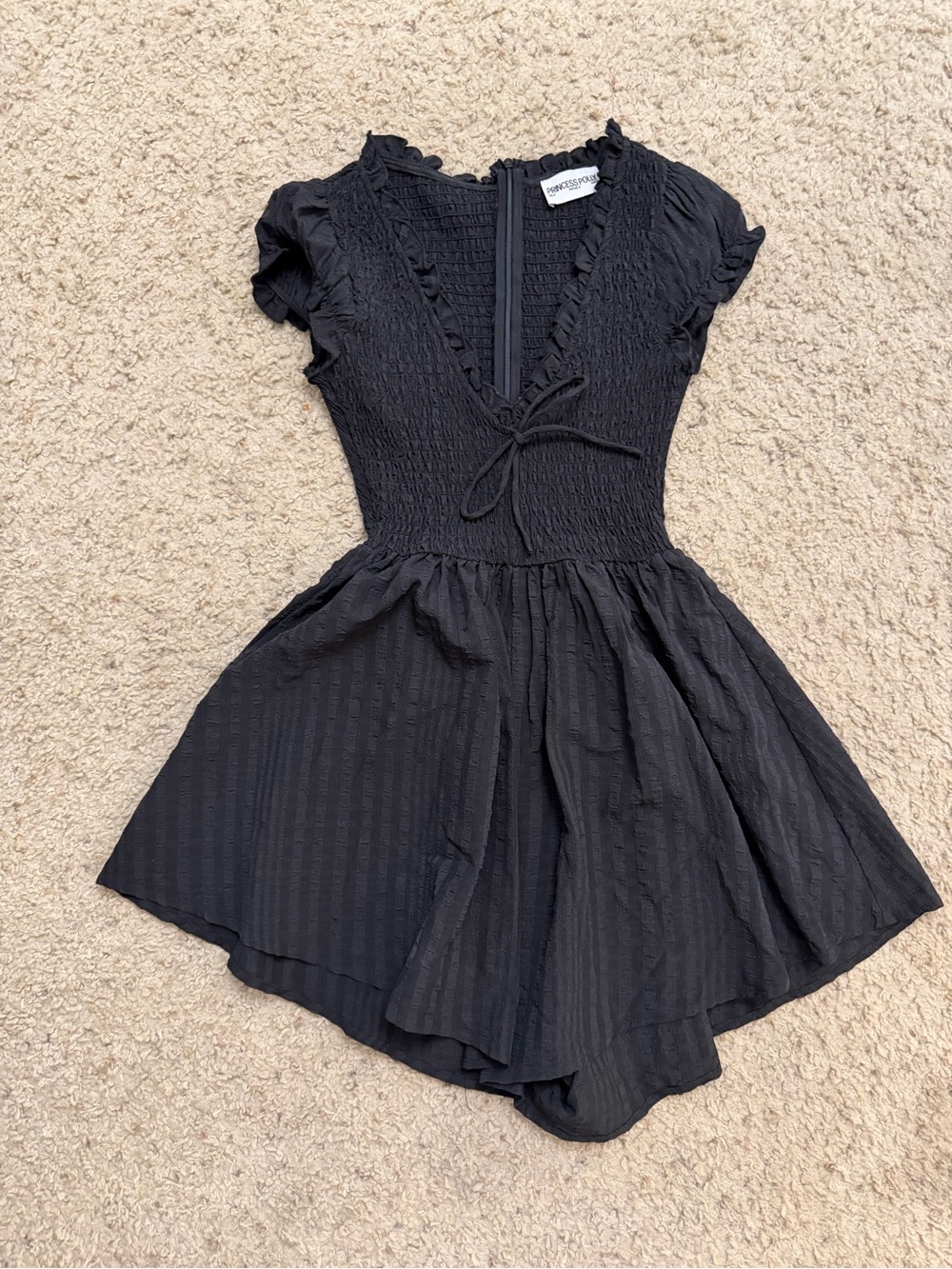 Princess Polly Black Wescott Smocked V-Neck Romper